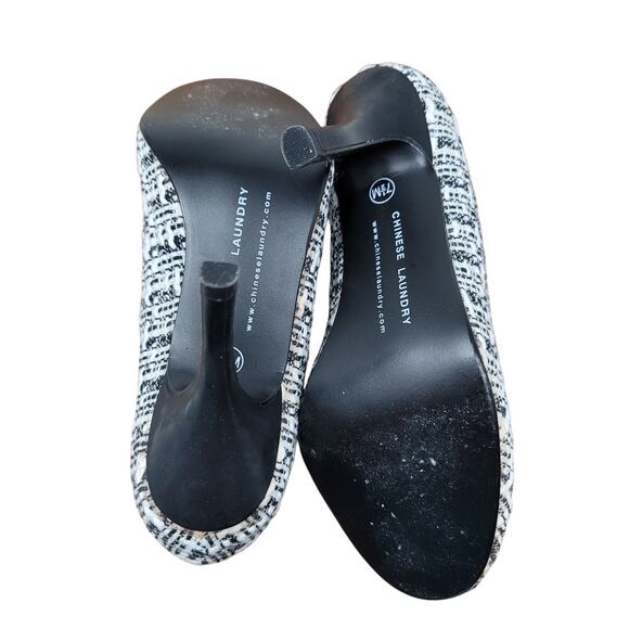 Chinese Laundry Cutie Tweed Kid Fabric Button Heels 7.5 - Picture 9 of 9